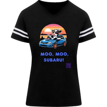 Moo Moo Subaru / Subaru Lovers / Cow / WRX / Outback / Forester / Imprezza / Ascent / Legacy - Women's Varsity V-Neck T-shirt