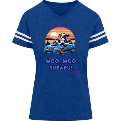 Moo Moo Subaru / Subaru Lovers / Cow / WRX / Outback / Forester / Imprezza / Ascent / Legacy - Women's Varsity V-Neck T-shirt