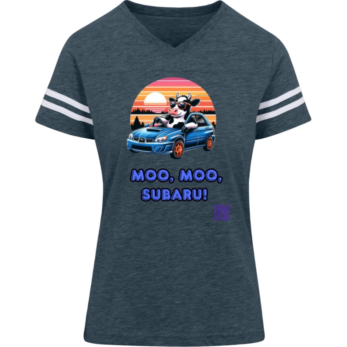 Moo Moo Subaru / Subaru Lovers / Cow / WRX / Outback / Forester / Imprezza / Ascent / Legacy - Women's Varsity V-Neck T-shirt