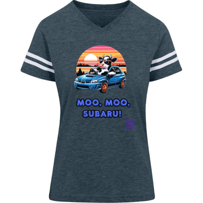 Moo Moo Subaru / Subaru Lovers / Cow / WRX / Outback / Forester / Imprezza / Ascent / Legacy - Women's Varsity V-Neck T-shirt