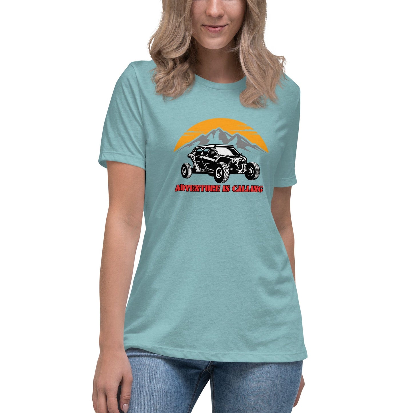 Liberty & Lead Apparel Heather Blue Lagoon / S Adventure Calls - Ladies Relaxed Tee