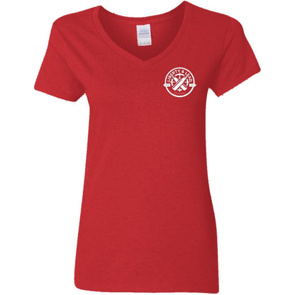 Liberty & Lead Apparel Apparel Red / S Adventure is Calling 2 - Ladies V-Neck Tee