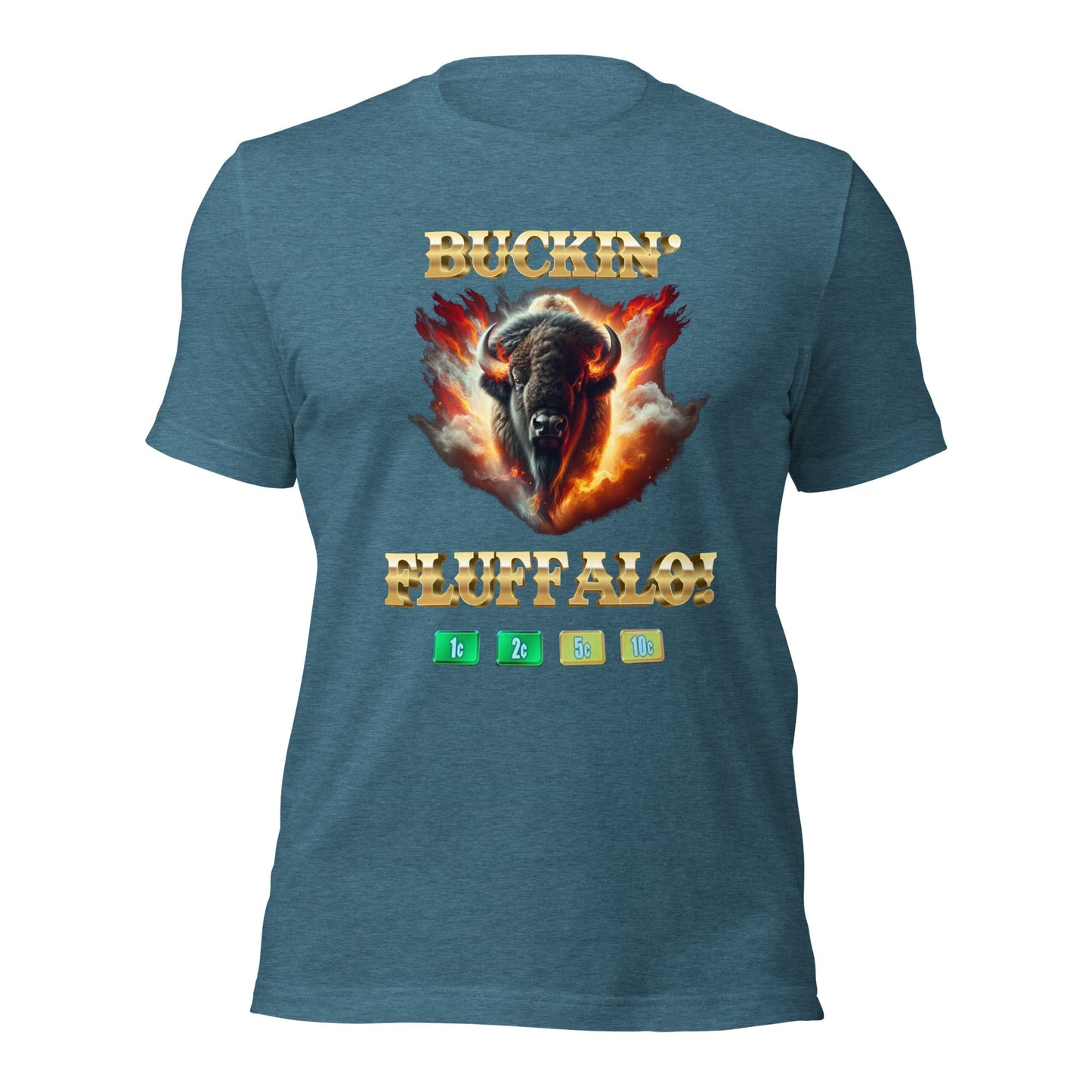 Liberty & Lead Apparel Heather Deep Teal / S Buffalo Slot Machine Buckin' Fluffalo Casino Fun- Men's Classic Tee