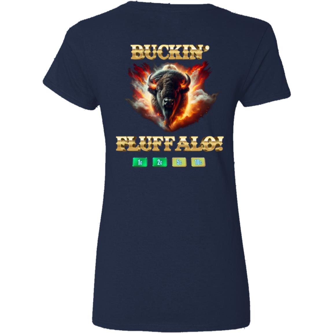 CustomCat Apparel Buffalo Slot Machine Buckin' Fluffalo Casino Vegas Fun - Ladies V-Neck Tee