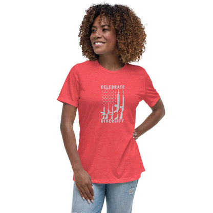 Liberty & Lead Apparel Heather Red / S Celebrate Diversity - Ladies Relaxed Tee