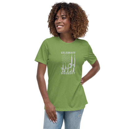 Liberty & Lead Apparel Celebrate Diversity / Many Weapons / Gun Flag / Rifles - Ladies Relaxed Tee