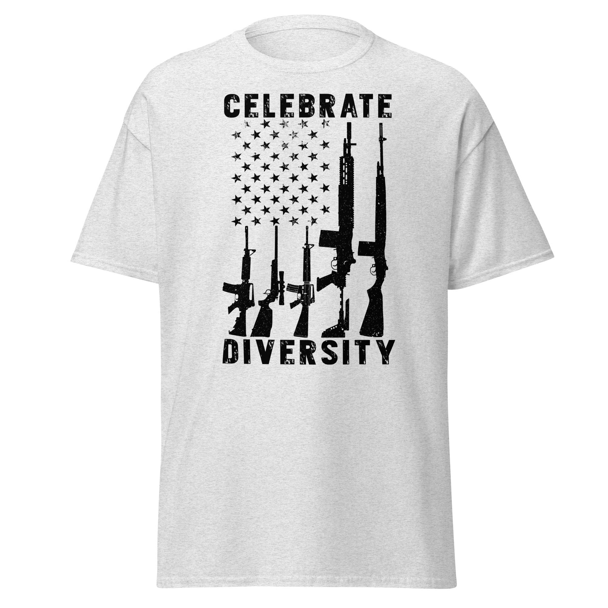 Liberty & Lead Apparel Ash / S Celebrate Diversity / Many Weapons / Gun Flag / Rifles - Men's Classic Tee