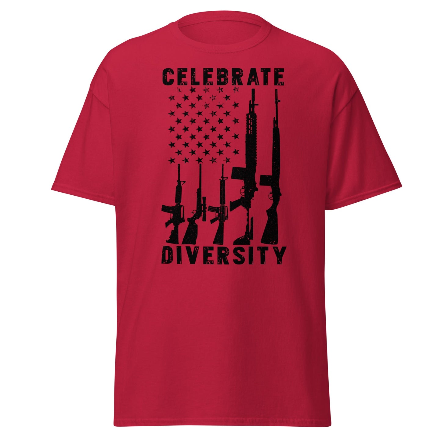 Liberty & Lead Apparel Cardinal / S Celebrate Diversity / Many Weapons / Gun Flag / Rifles - Men's Classic Tee