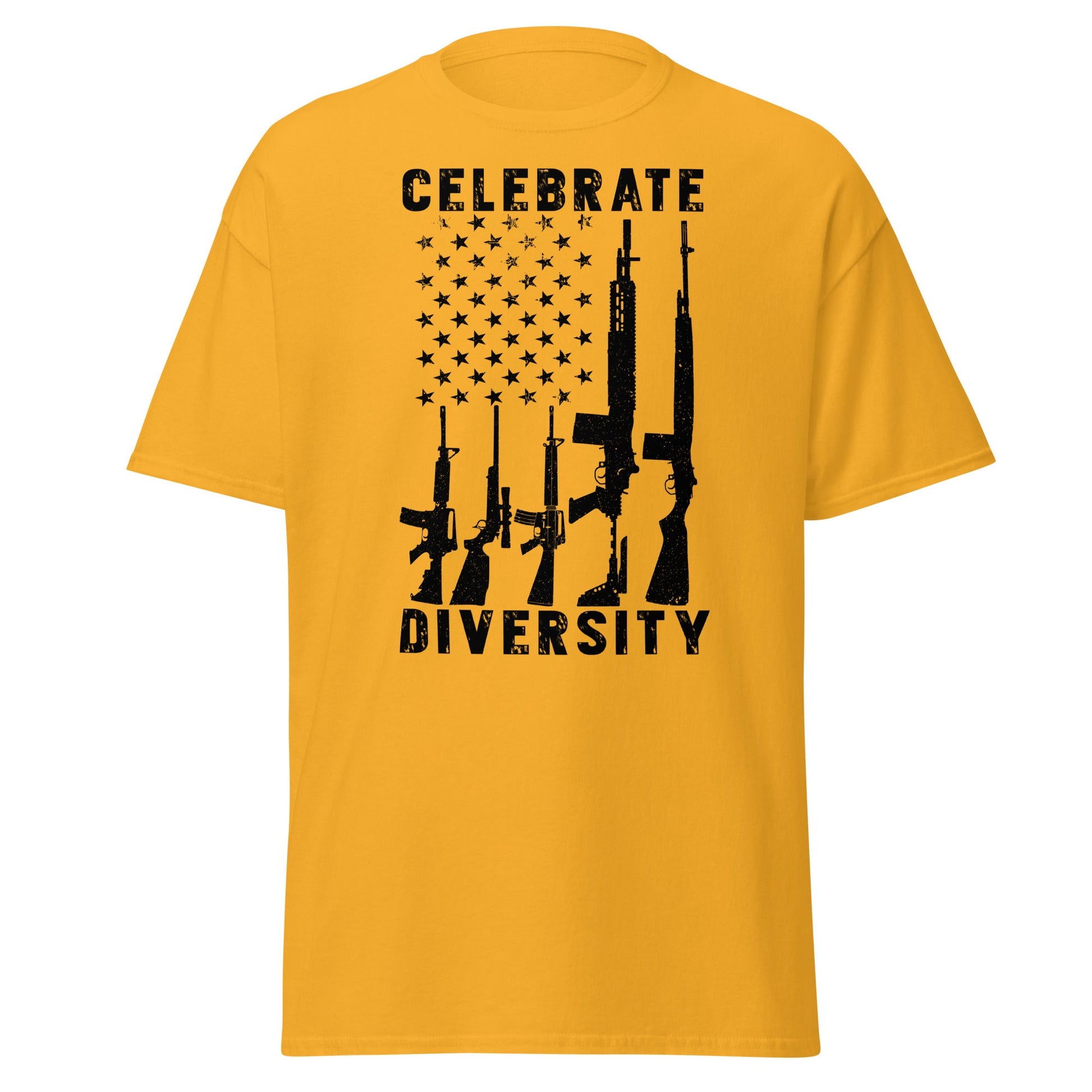 Liberty & Lead Apparel Gold / S Celebrate Diversity / Many Weapons / Gun Flag / Rifles - Men's Classic Tee