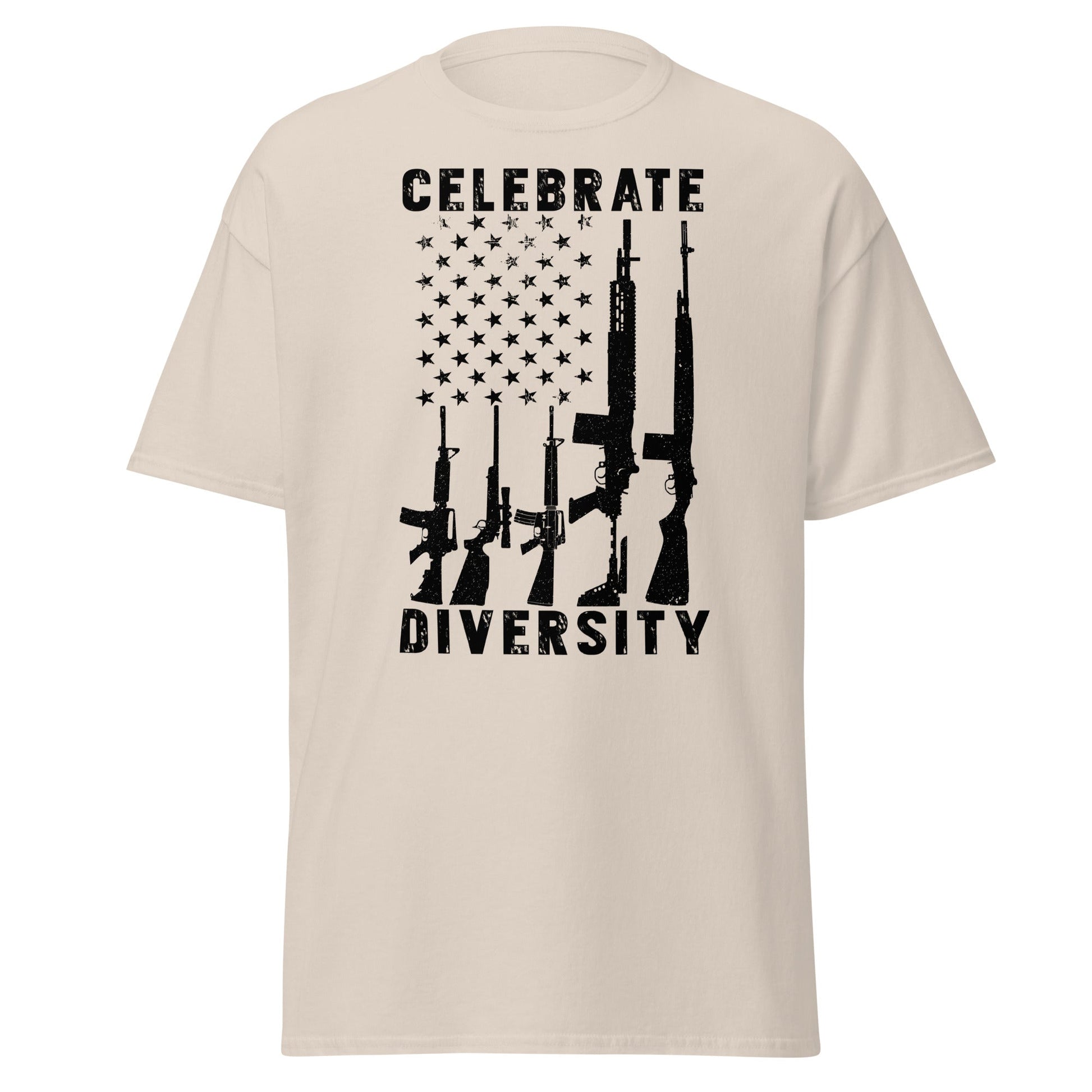 Liberty & Lead Apparel Natural / S Celebrate Diversity / Many Weapons / Gun Flag / Rifles - Men's Classic Tee