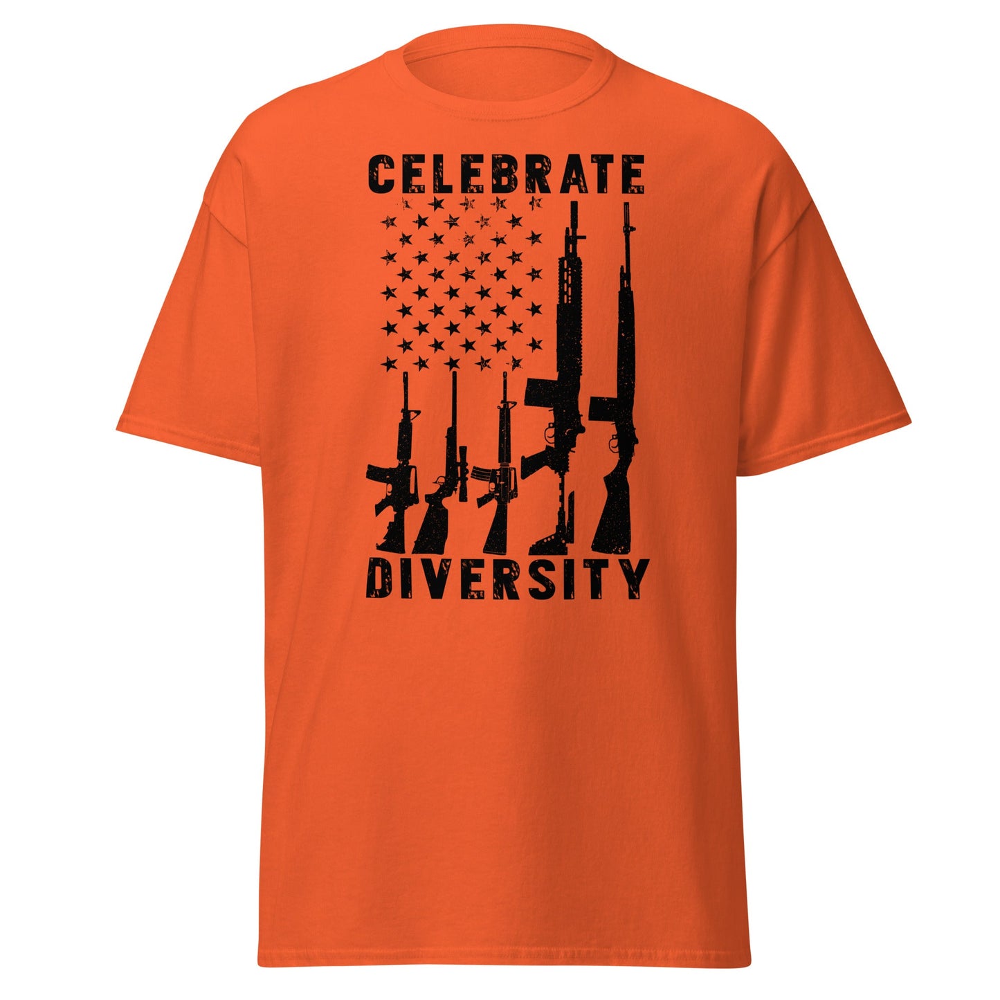 Liberty & Lead Apparel Orange / S Celebrate Diversity / Many Weapons / Gun Flag / Rifles - Men's Classic Tee