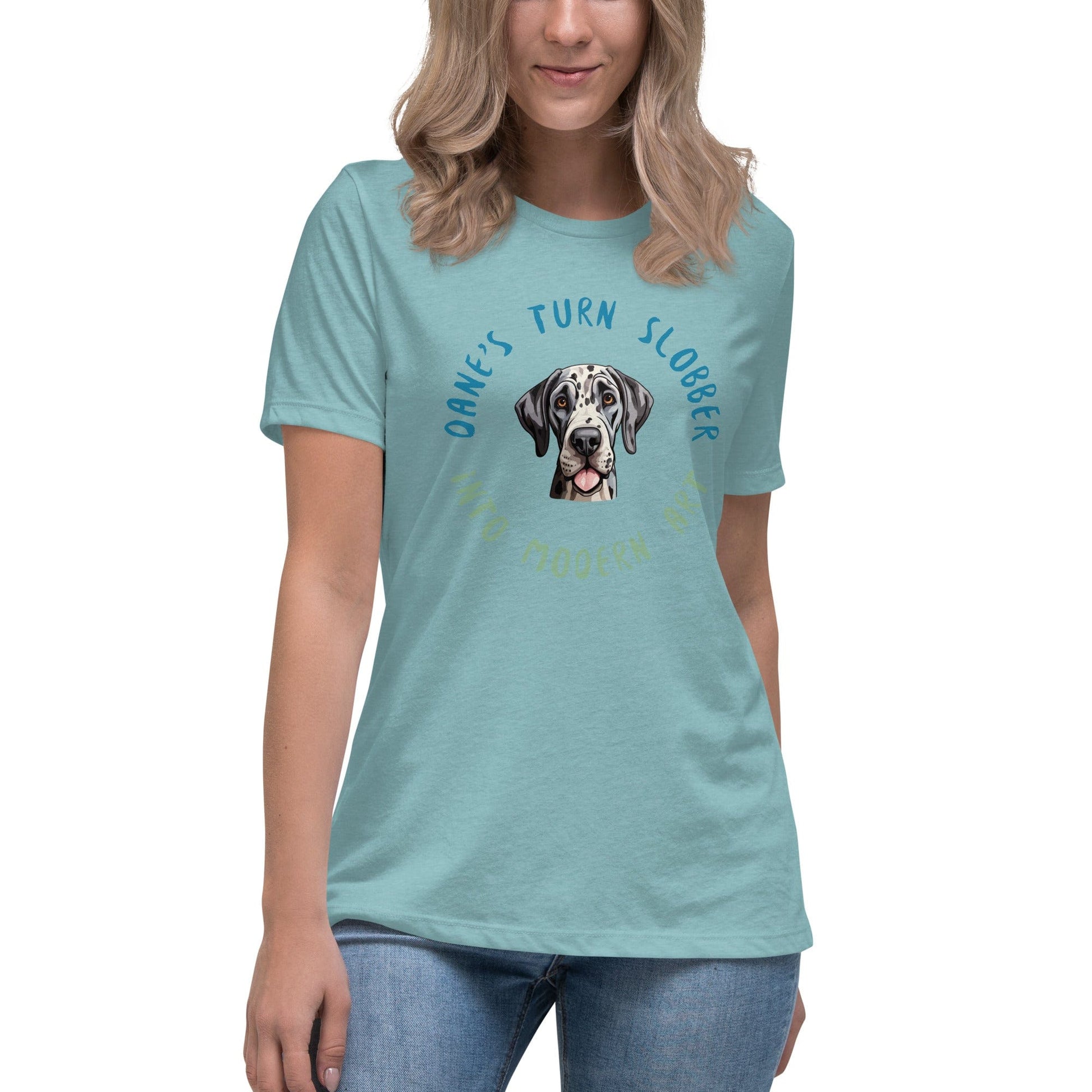 Liberty & Lead Apparel Heather Blue Lagoon / S Dane Slobber - Ladies Relaxed Tee