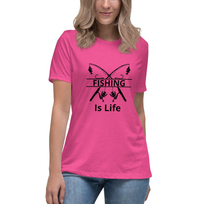 Liberty & Lead Apparel Berry / S Fishing Is Life - Ladies Relaxed Tee