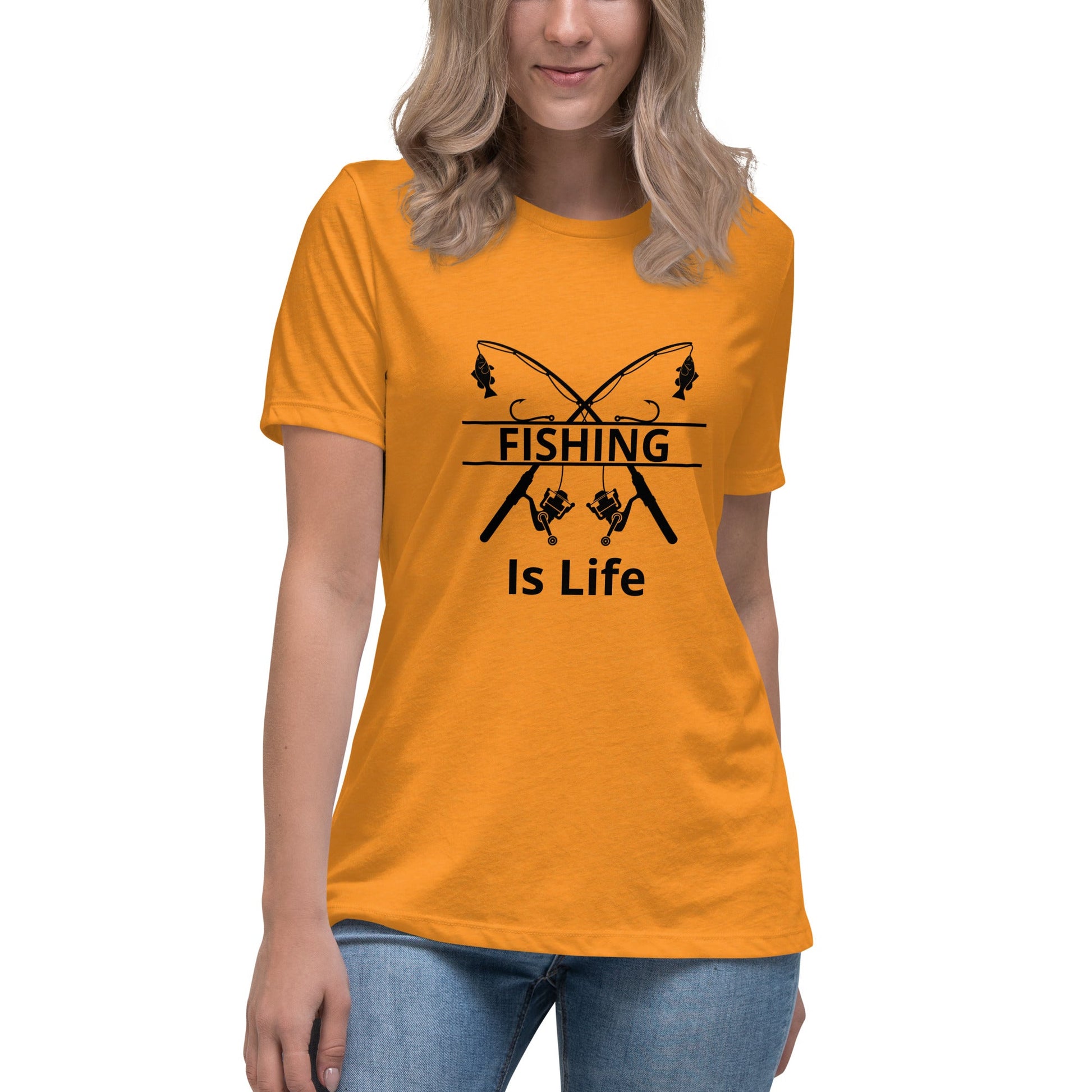 Liberty & Lead Apparel Heather Marmalade / S Fishing Is Life - Ladies Relaxed Tee