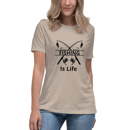 Liberty & Lead Apparel Heather Stone / S Fishing Is Life - Ladies Relaxed Tee