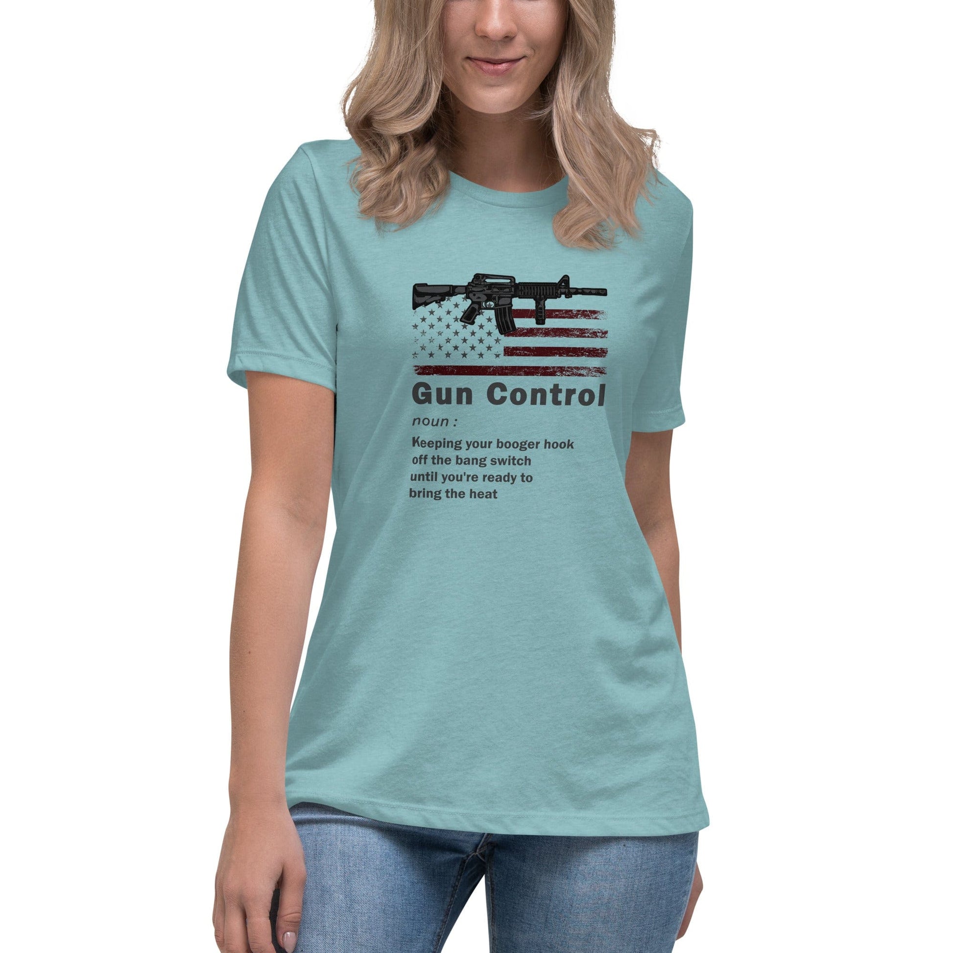 Liberty & Lead Apparel Heather Blue Lagoon / S Gun Control 2 - Ladies Relaxed Tee