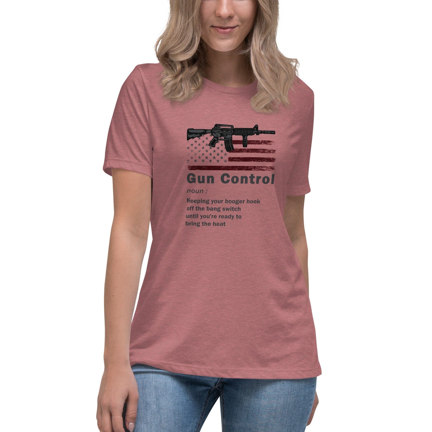 Liberty & Lead Apparel Heather Mauve / S Gun Control 2 - Ladies Relaxed Tee