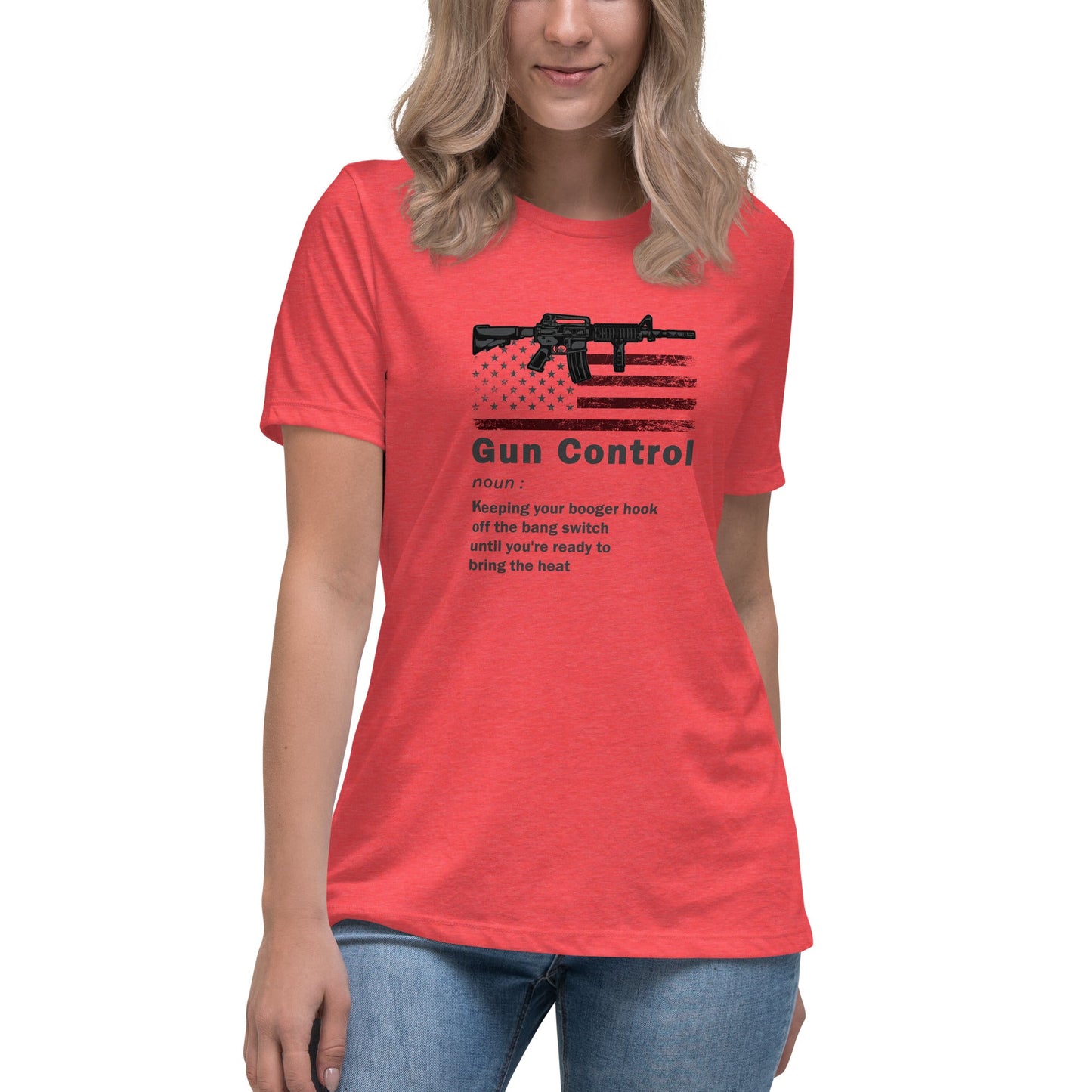 Liberty & Lead Apparel Heather Red / S Gun Control 2 - Ladies Relaxed Tee