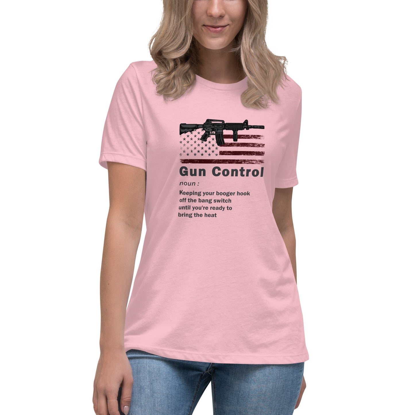 Liberty & Lead Apparel Pink / S Gun Control 2 - Ladies Relaxed Tee