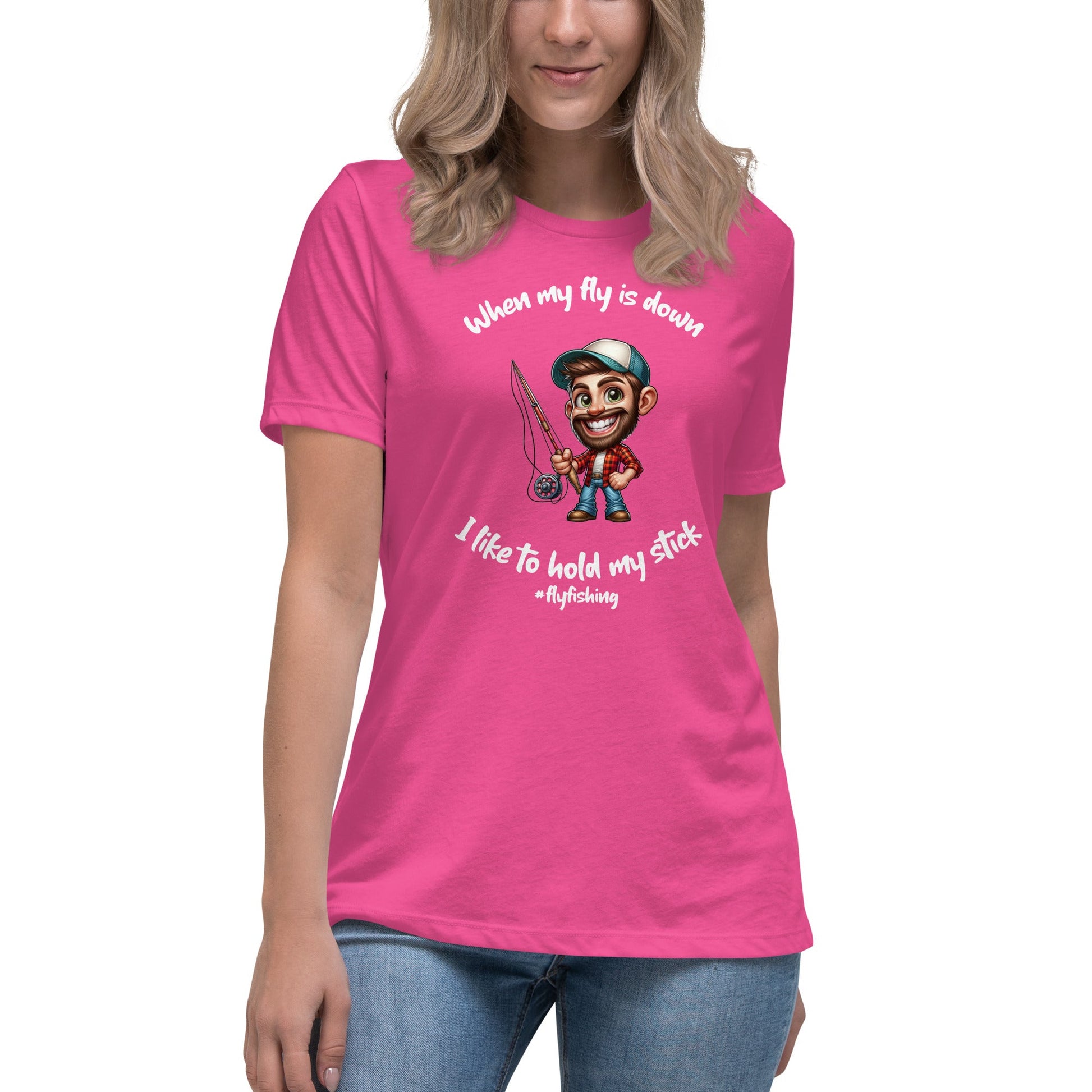 Liberty & Lead Apparel Berry / S I Like to Hold My Stick - Women's Relaxed T-Shirt