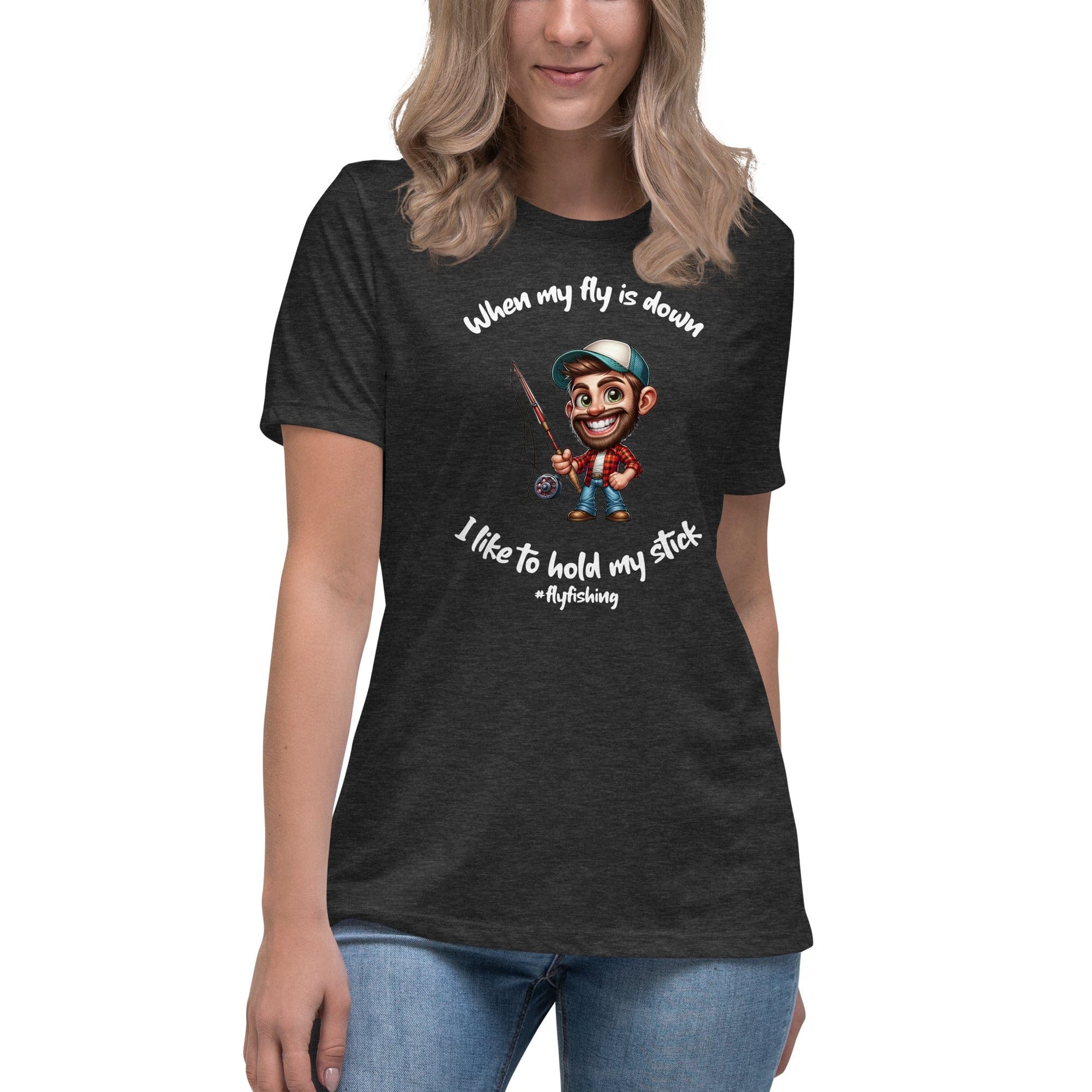 Liberty & Lead Apparel Dark Grey Heather / S I Like to Hold My Stick - Women's Relaxed T-Shirt