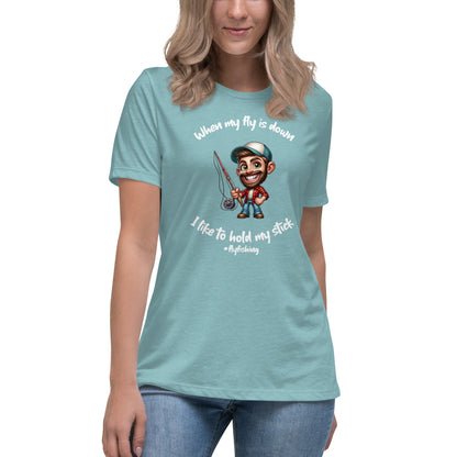 Liberty & Lead Apparel Heather Blue Lagoon / S I Like to Hold My Stick - Women's Relaxed T-Shirt