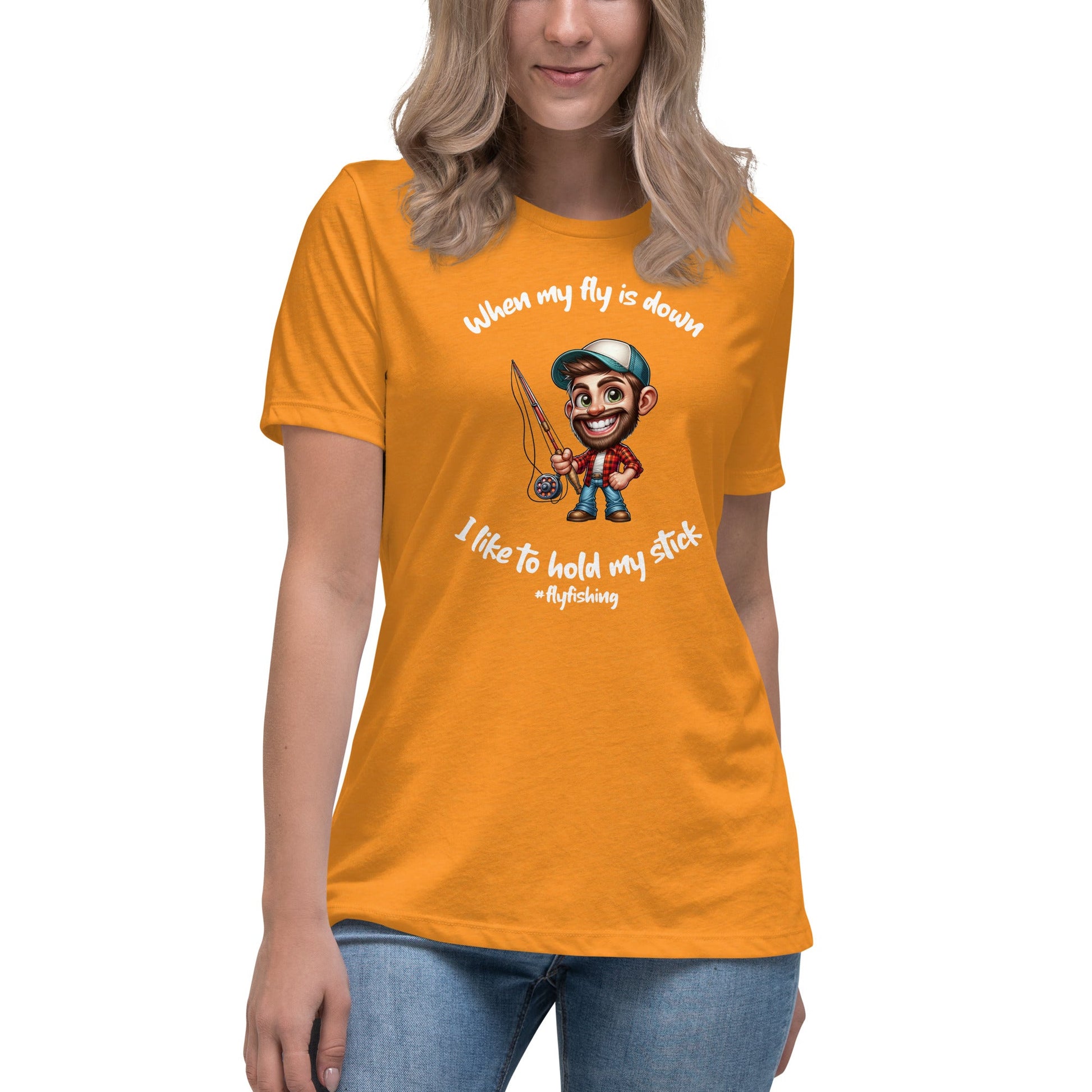 Liberty & Lead Apparel Heather Marmalade / S I Like to Hold My Stick - Women's Relaxed T-Shirt