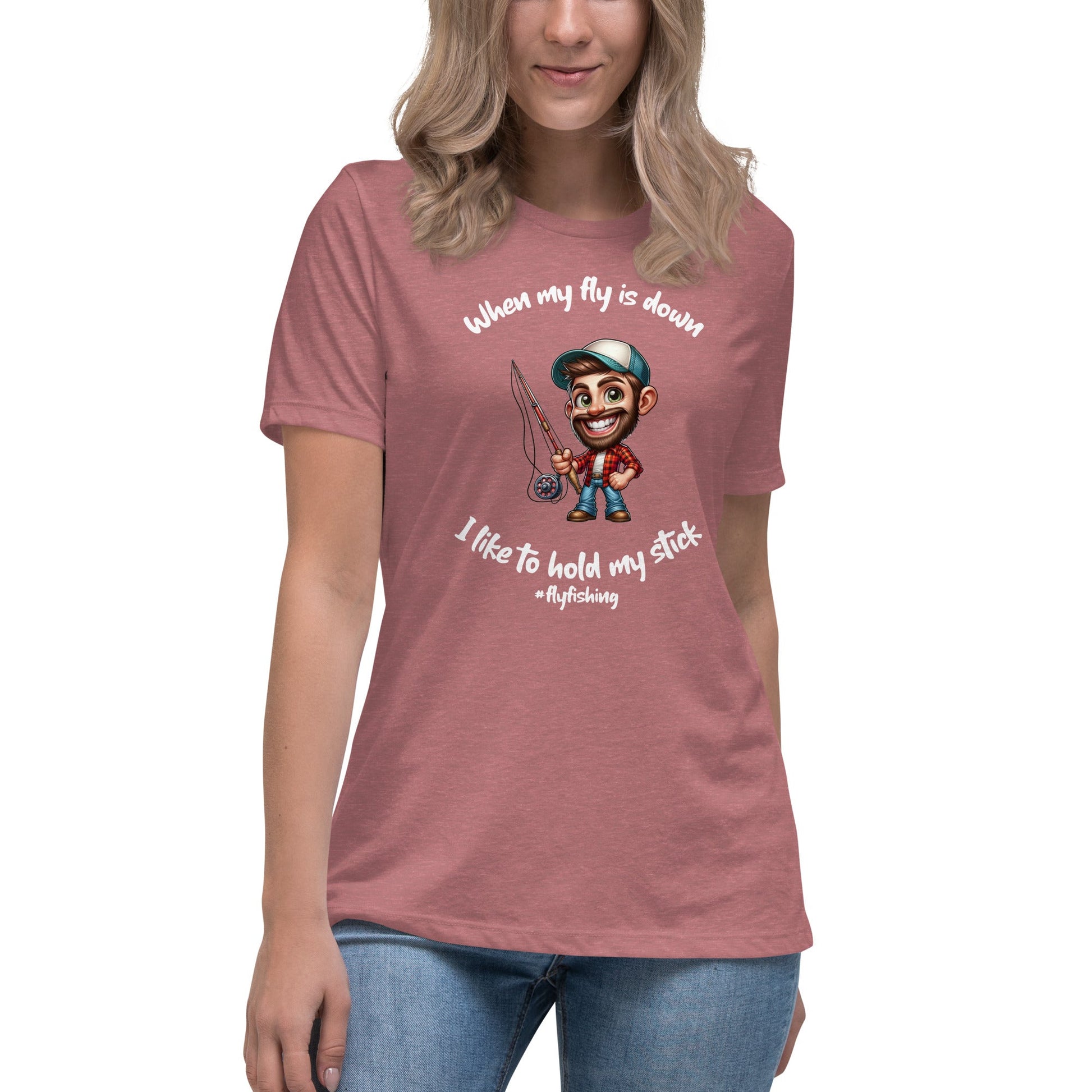 Liberty & Lead Apparel Heather Mauve / S I Like to Hold My Stick - Women's Relaxed T-Shirt