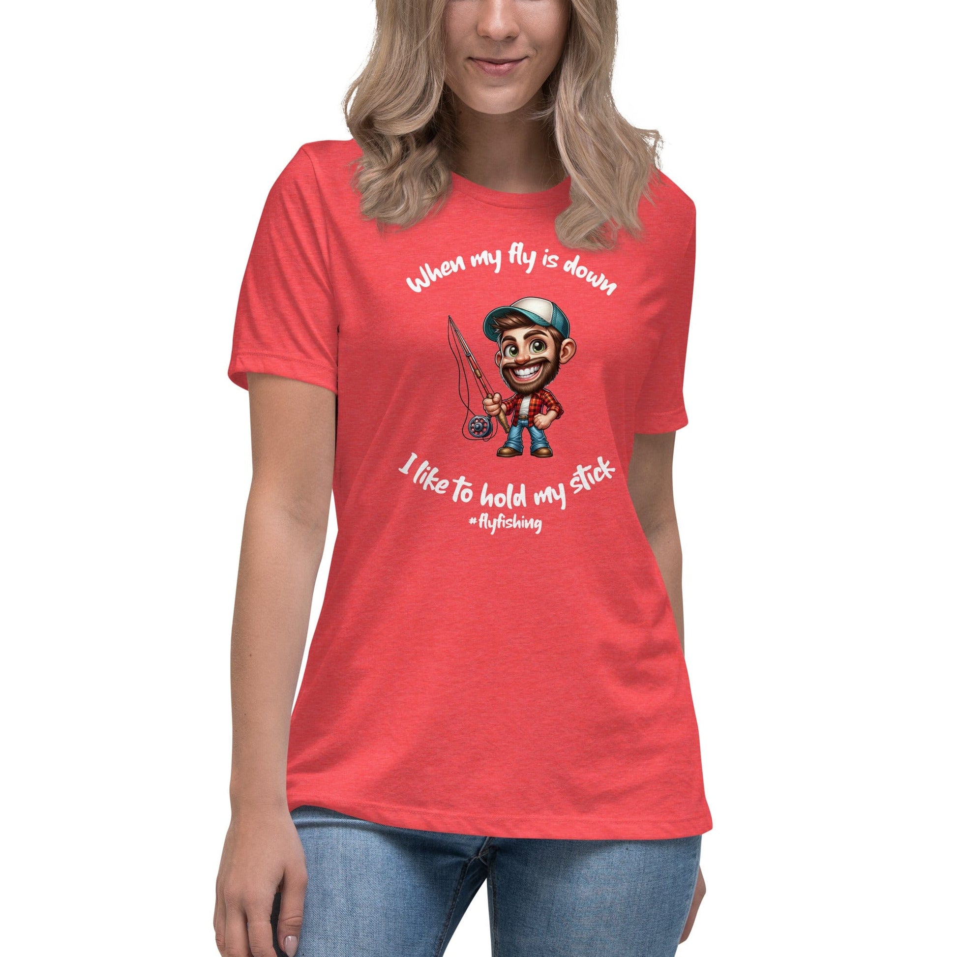 Liberty & Lead Apparel Heather Red / S I Like to Hold My Stick - Women's Relaxed T-Shirt