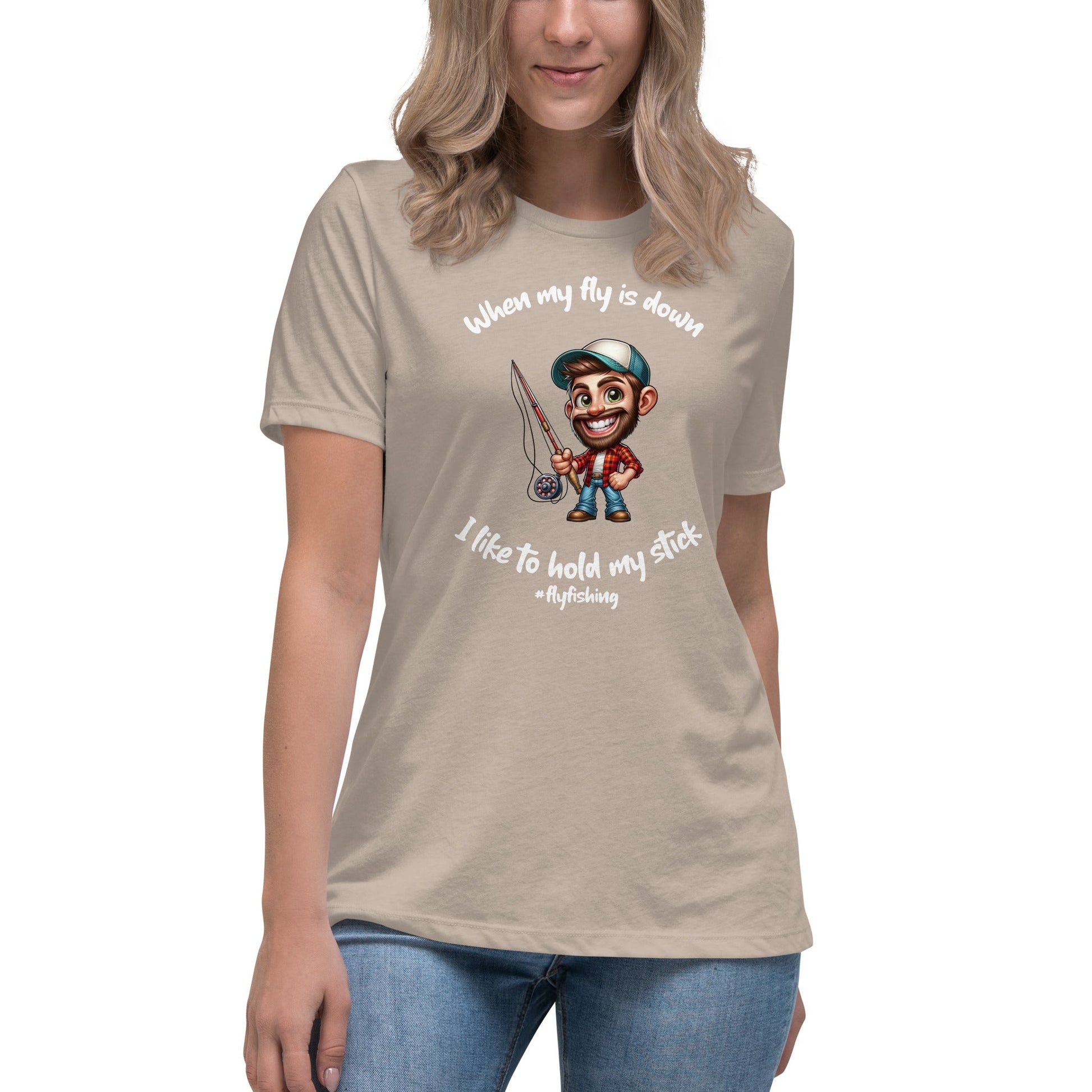 Liberty & Lead Apparel Heather Stone / S I Like to Hold My Stick - Women's Relaxed T-Shirt