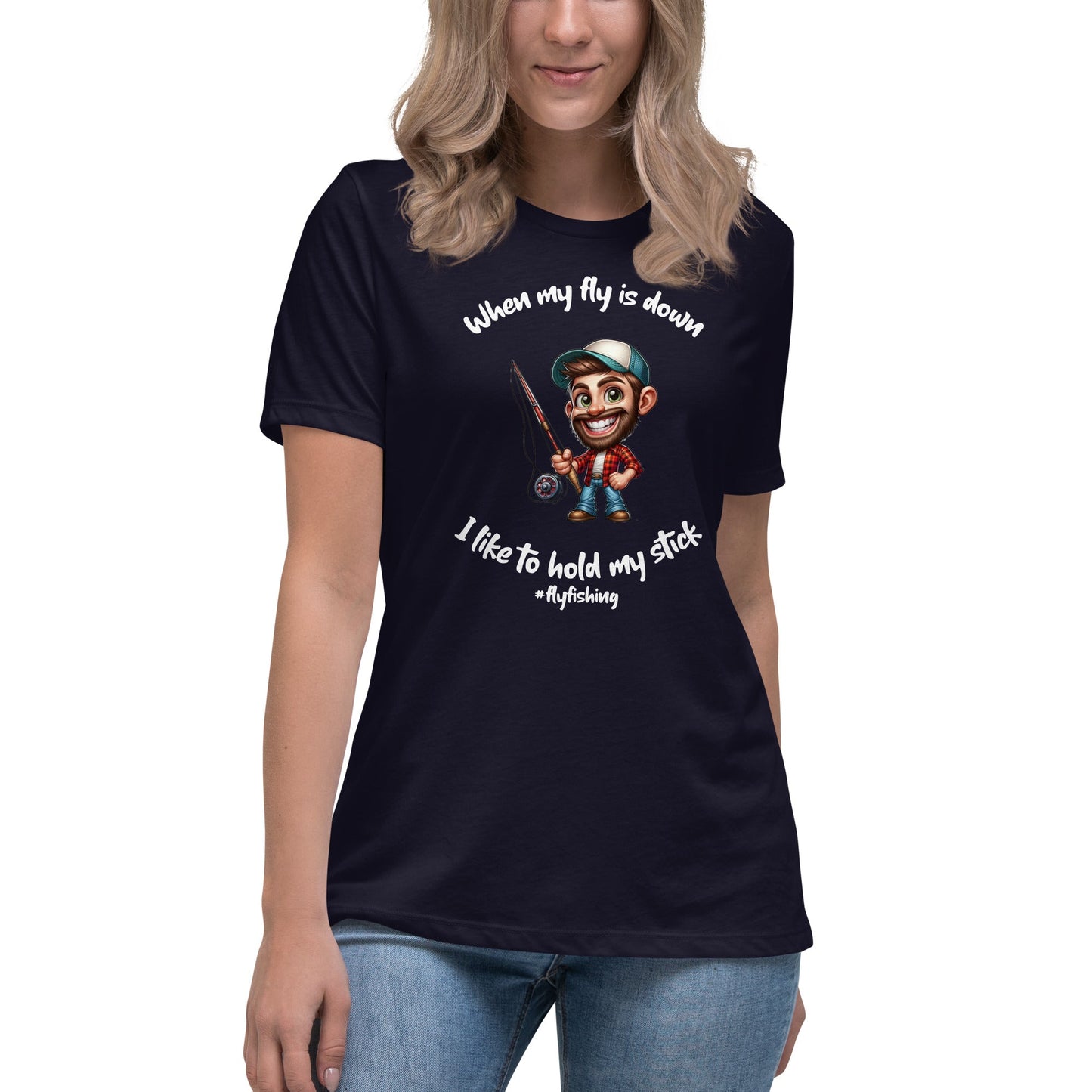 Liberty & Lead Apparel Navy / S I Like to Hold My Stick - Women's Relaxed T-Shirt