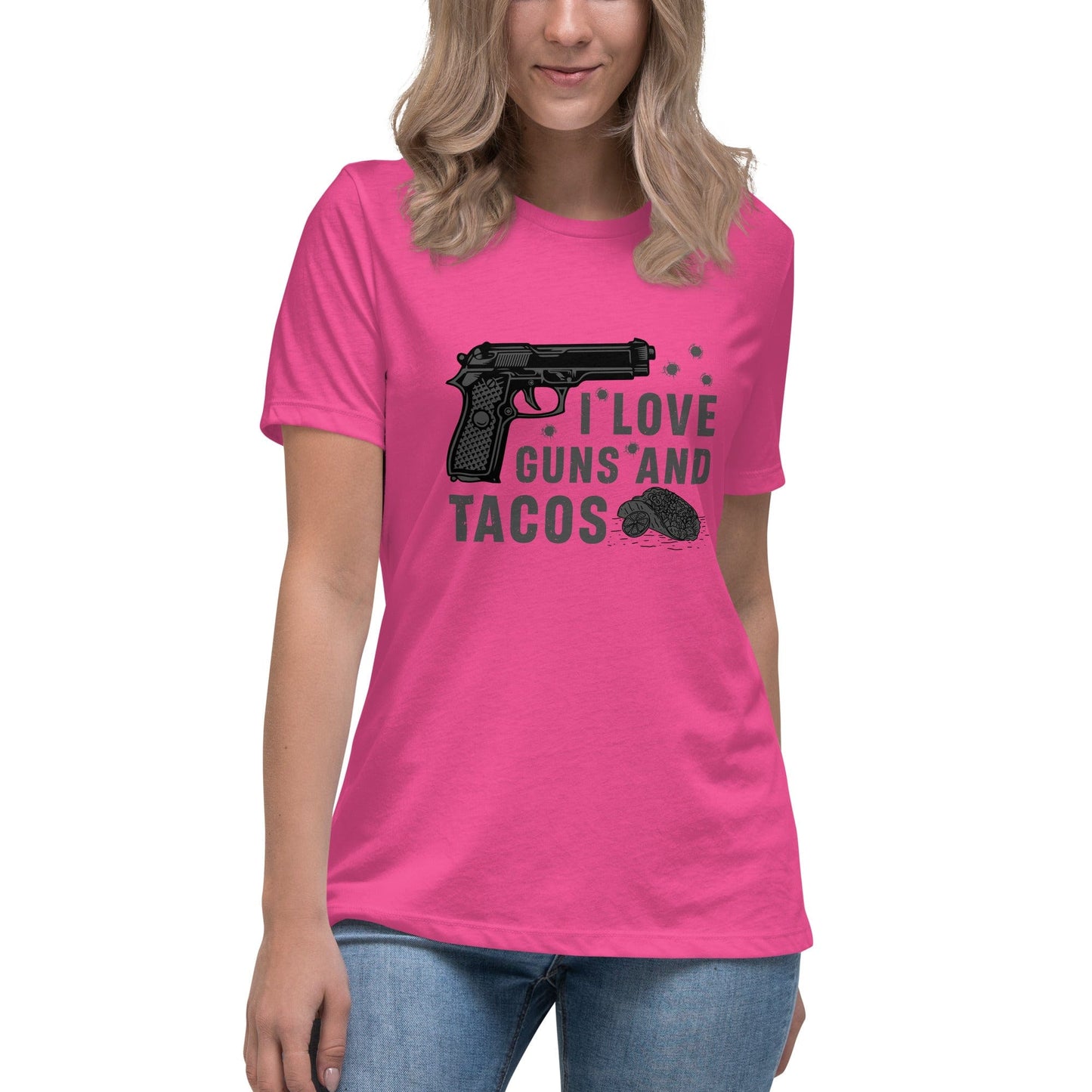 Liberty & Lead Apparel Berry / S I Love Guns and Tacos 2 / Tacos and Guns / But First Tacos  - Ladies Relaxed Tee