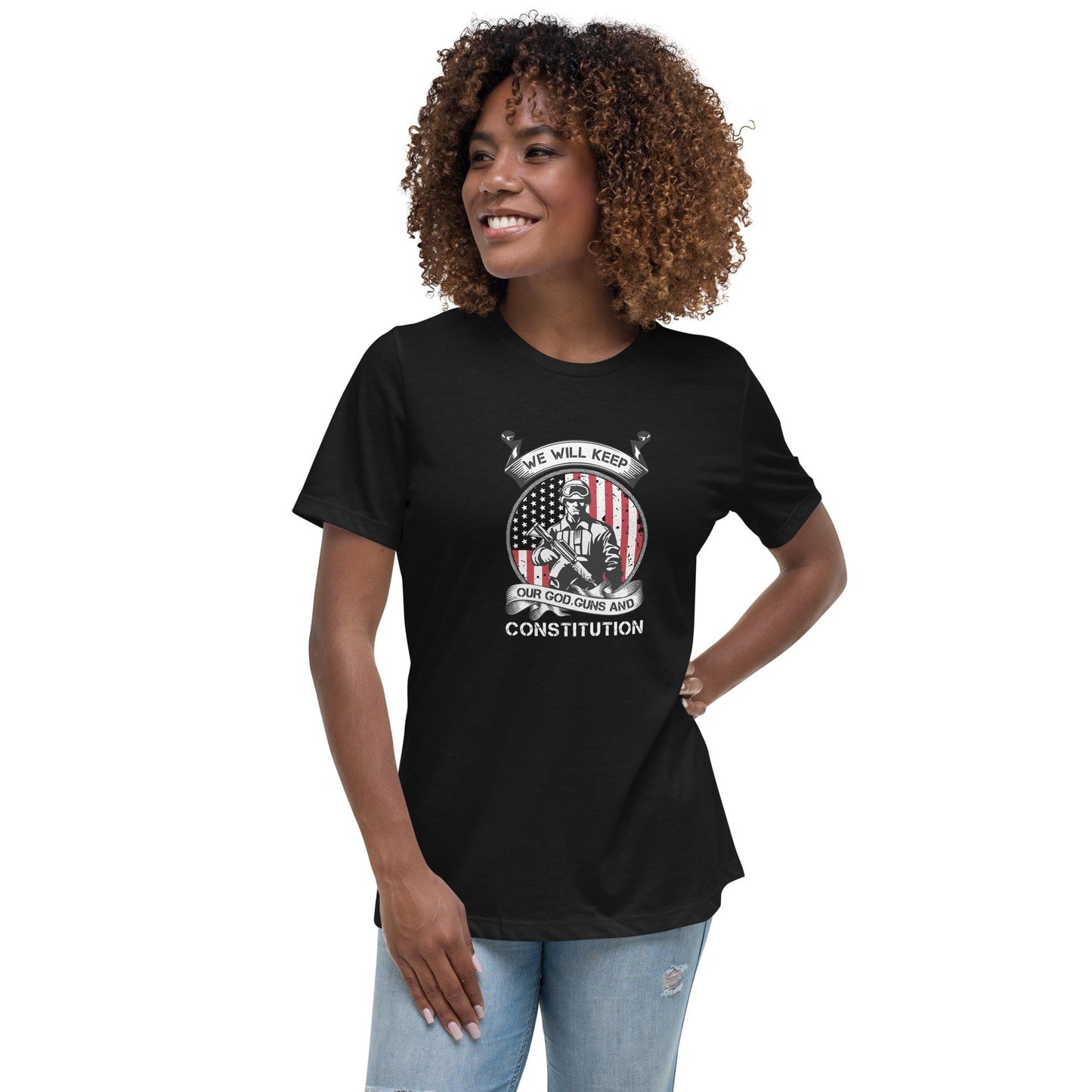 Liberty & Lead Apparel Black / S Keep Our Guns - Ladies Relaxed Tee