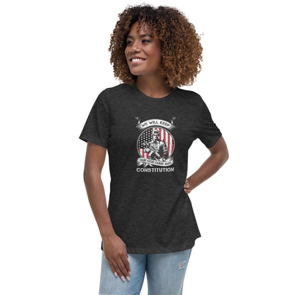 Liberty & Lead Apparel Dark Grey Heather / S Keep Our Guns - Ladies Relaxed Tee