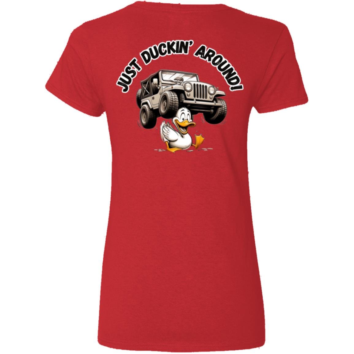 Liberty & Lead Apparel Apparel Liberty & Lead Apparel Just Duckin' Around Jeep Lovers V-Neck Ladies Tee