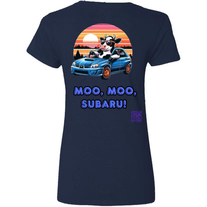 Liberty & Lead Apparel Apparel Liberty & Lead Apparel Moo Moo Subaru Lovers Ladies V-Neck Tee