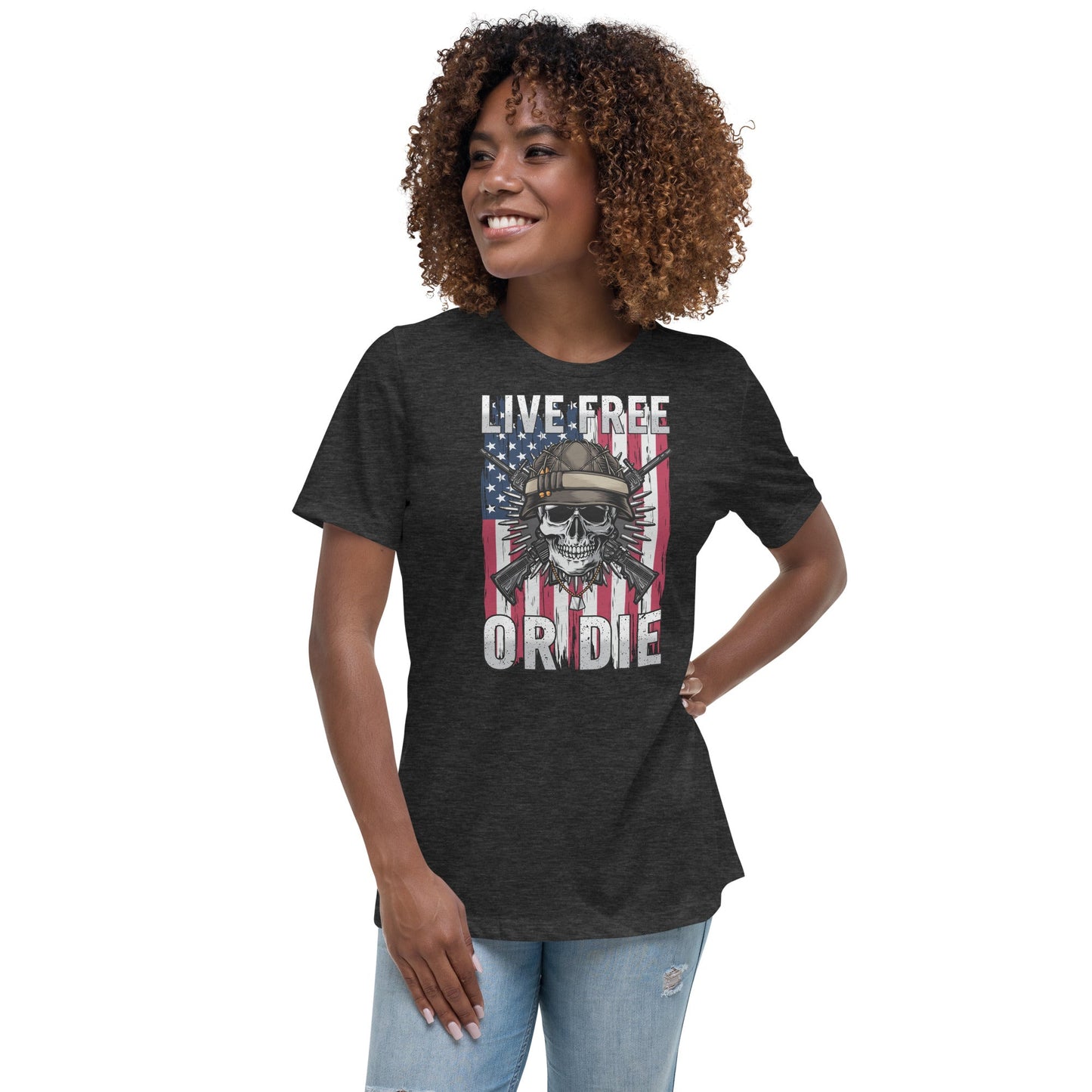 Liberty & Lead Apparel Dark Grey Heather / S Live Free - Ladies Relaxed Tee