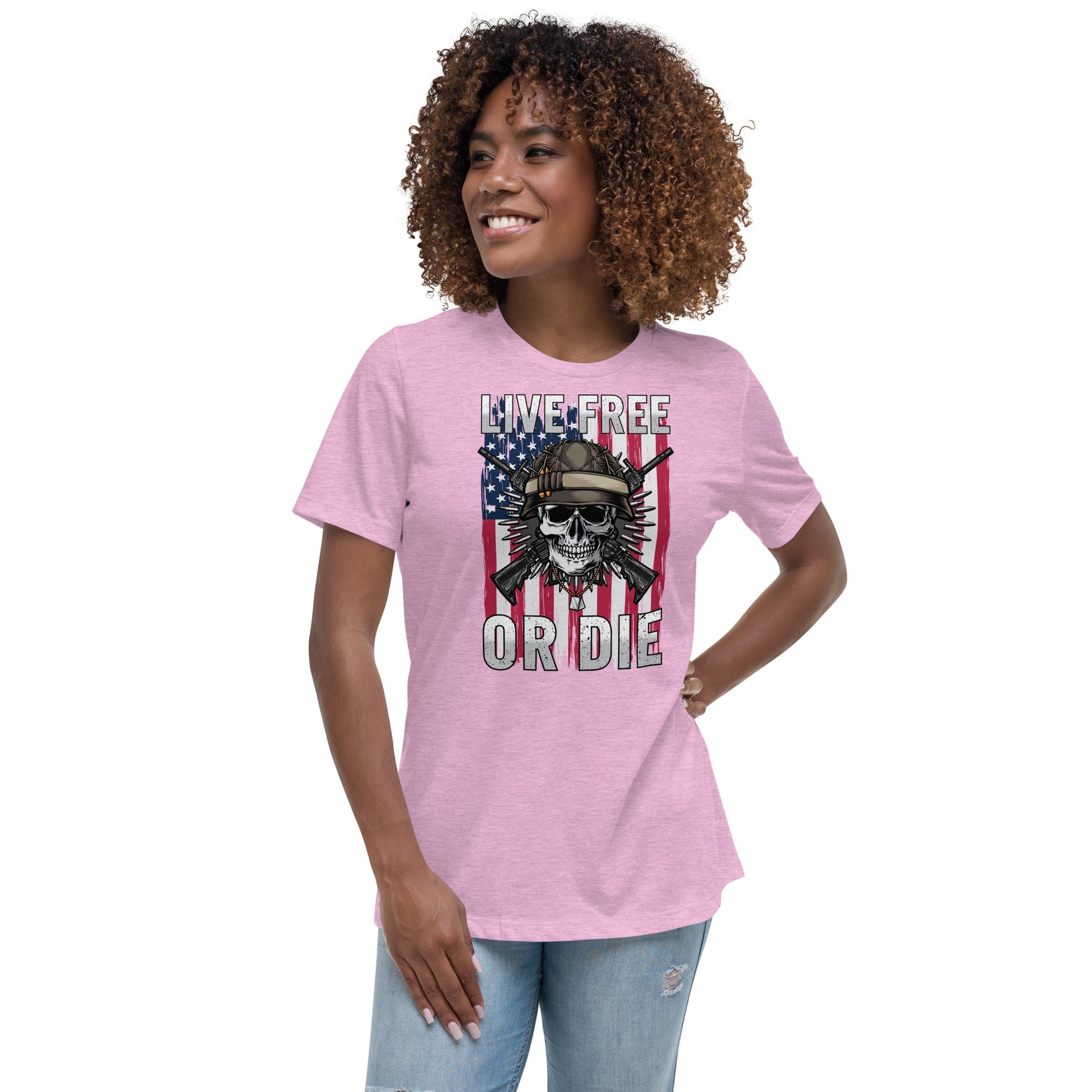 Liberty & Lead Apparel Heather Prism Lilac / S Live Free - Ladies Relaxed Tee