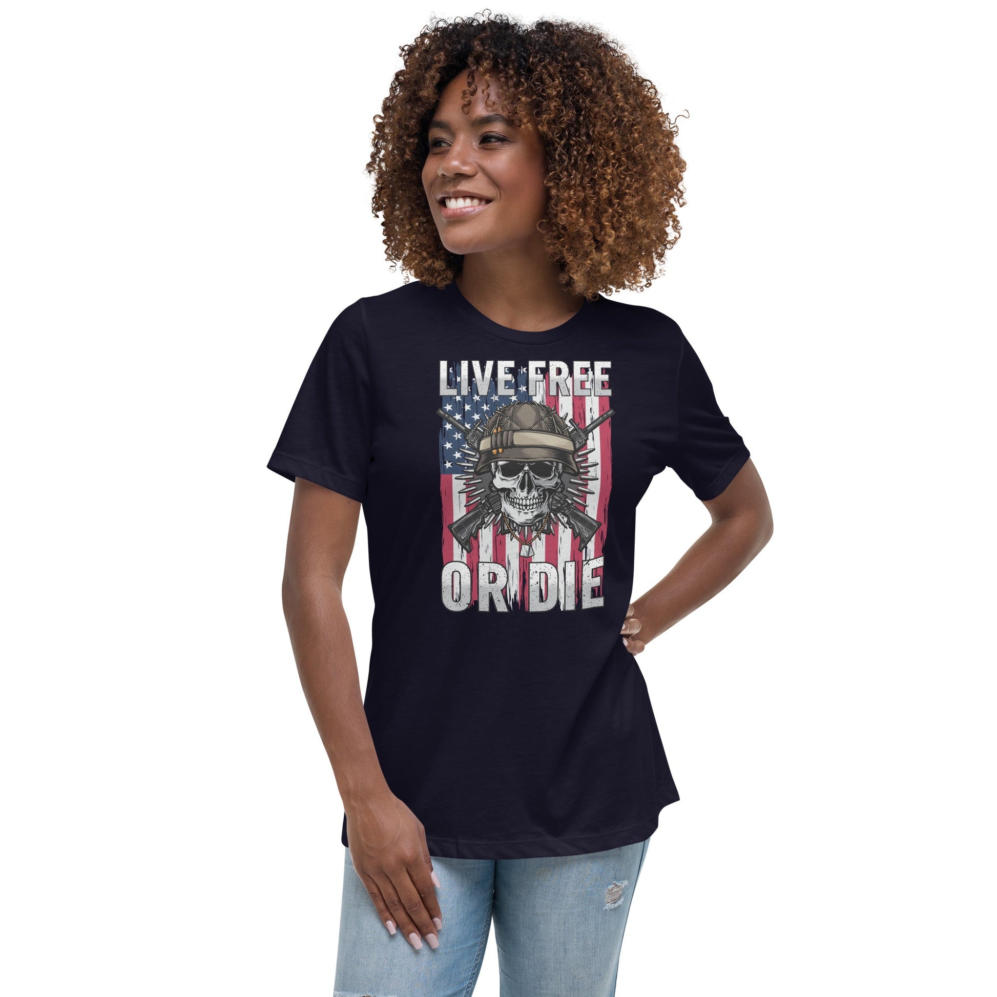 Liberty & Lead Apparel Navy / S Live Free - Ladies Relaxed Tee