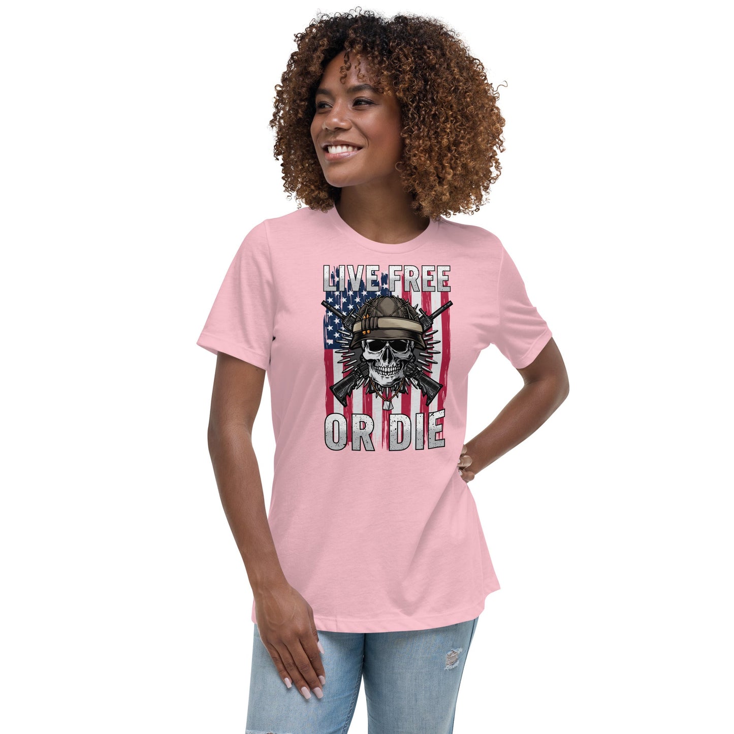 Liberty & Lead Apparel Pink / S Live Free - Ladies Relaxed Tee