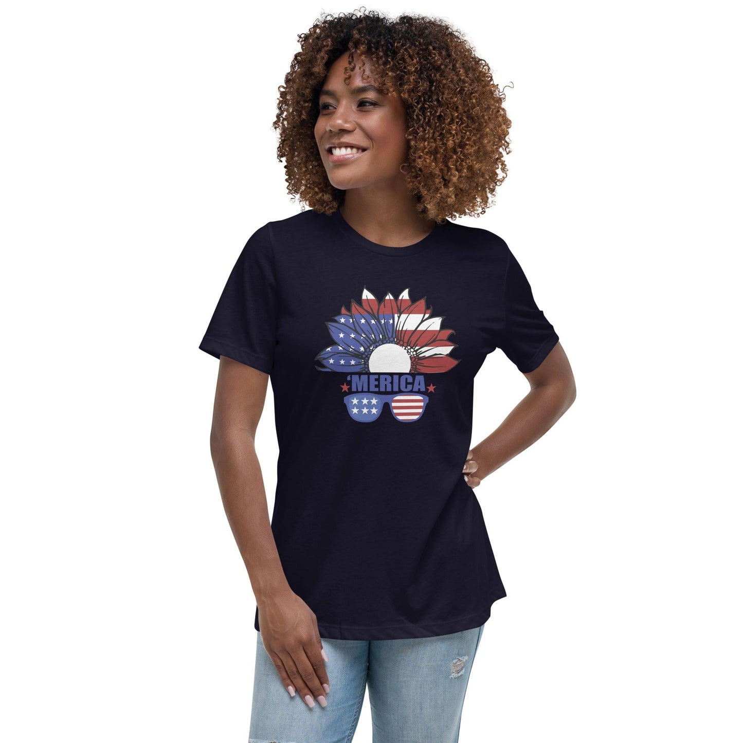 Liberty & Lead Apparel Navy / S Merica - Ladies Relaxed Tee