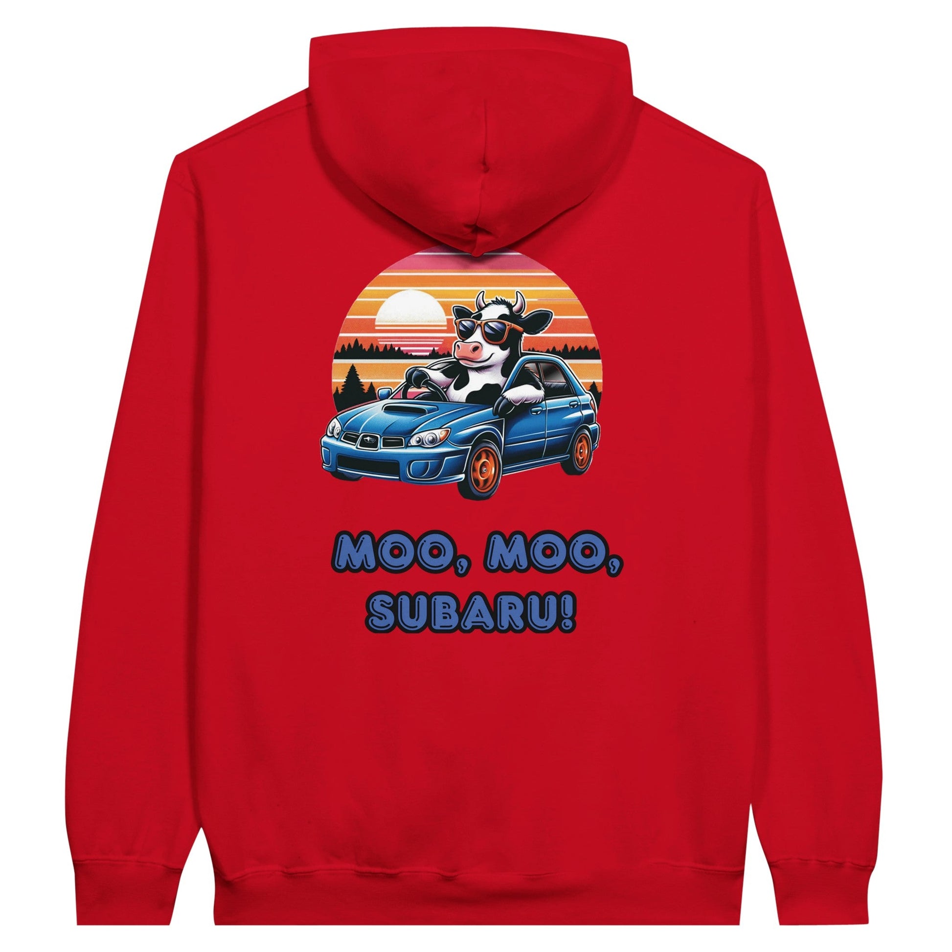 Liberty & Lead Apparel Print Material Red / S Moo Moo Subaru Subie Lovers Funny Cow - Unisex Hoodie