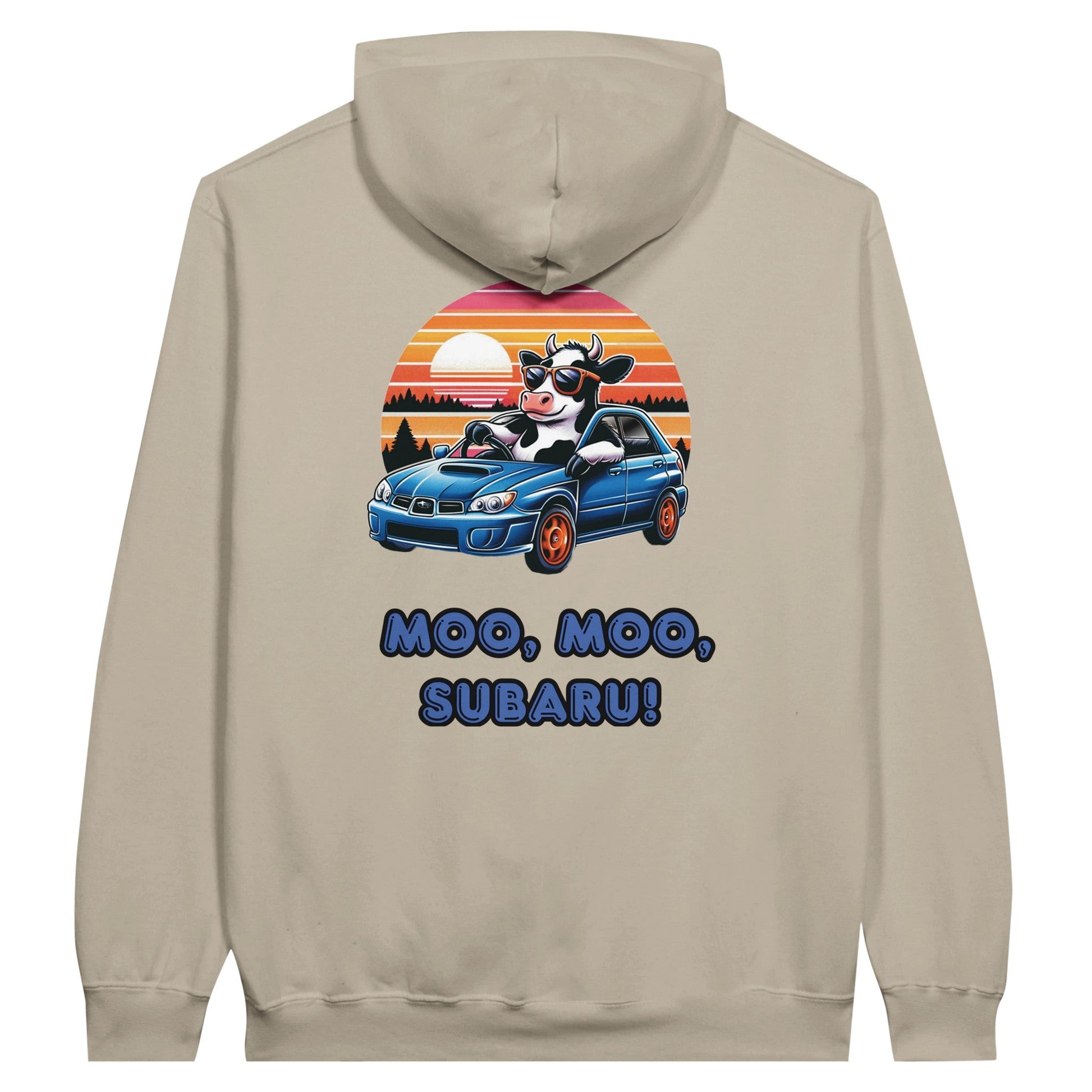 Liberty & Lead Apparel Print Material Sand / S Moo Moo Subaru Subie Lovers Funny Cow - Unisex Hoodie