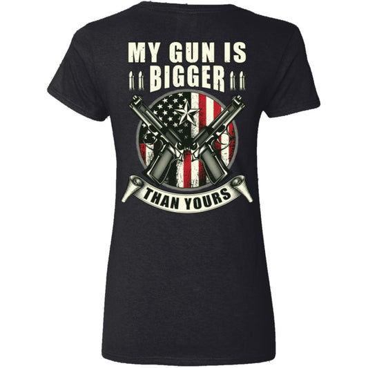 Liberty & Lead Apparel Apparel My Gun is Bigger - Ladies V-Neck Tee