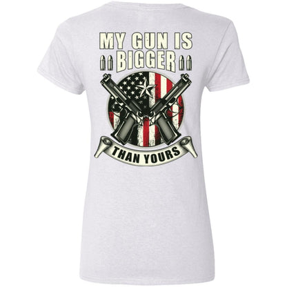 Liberty & Lead Apparel Apparel My Gun is Bigger - Ladies V-Neck Tee