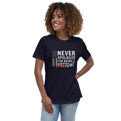 Liberty & Lead Apparel Navy / S Never Apologize - Ladies Relaxed Tee