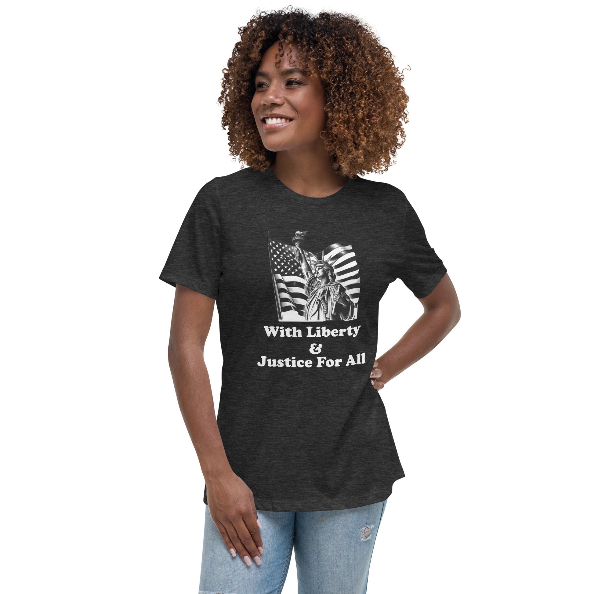 Liberty & Lead Apparel Dark Grey Heather / S Pledge of Allegiance - Ladies Relaxed Tee