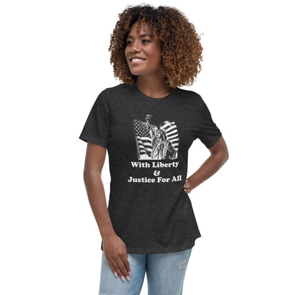 Liberty & Lead Apparel Dark Grey Heather / S Pledge of Allegiance - Ladies Relaxed Tee