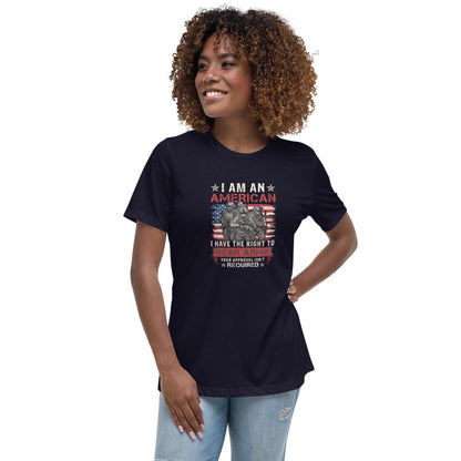 Liberty & Lead Apparel Navy / S Right To Bear Arms - Ladies Relaxed Tee