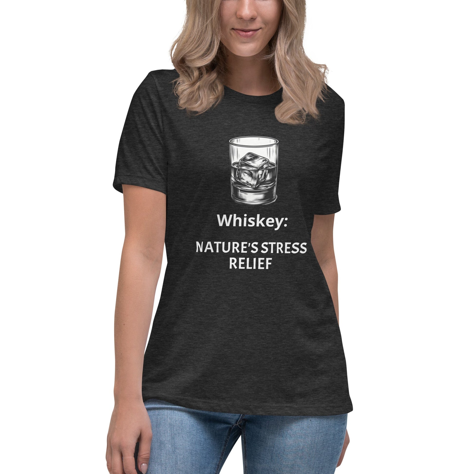 Liberty & Lead Apparel Dark Grey Heather / S Stress Relief - Ladies Relaxed Tee